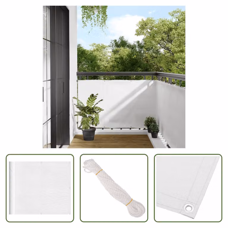 The Living Store Protezione per balcone bianca 90x800 cm 100% poliestere Oxford