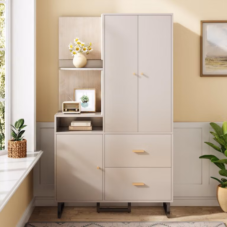 Armadio Fortuna Lai con specchio e pannelli imbottiti - armadio per corridoio, armadio per corridoio, scaffale per armadio a muro per corridoio e corridoio, armadio con scarpiera - 110 x 186 x 38 cm