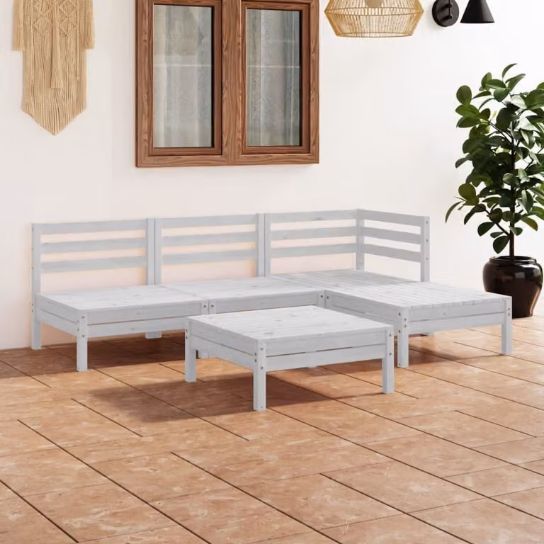 Maison Exclusive - Set Salotto da Giardino 5 pz in Legno Massello di Pino Bianco