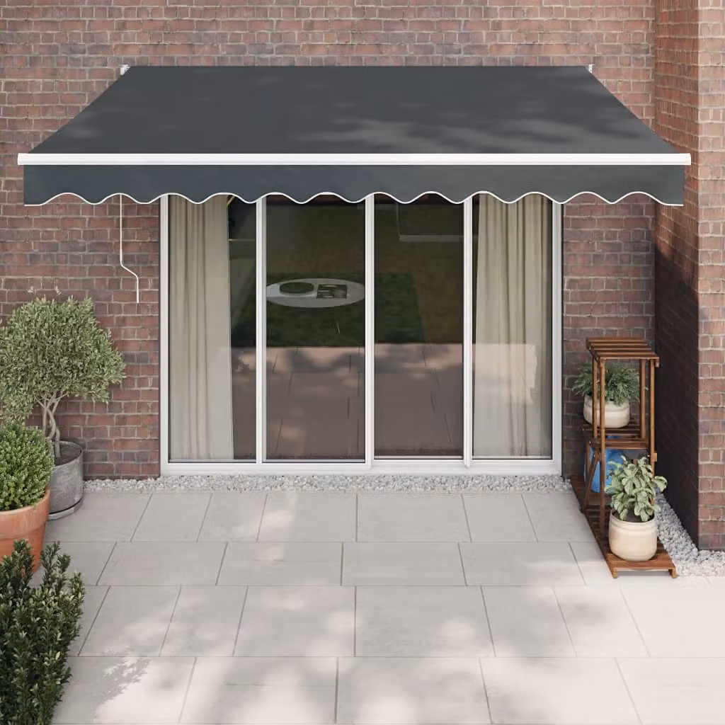 vidaXL Tenda da Sole Retrattile Manuale in Alluminio e Poliestere, Colore Antracite, L: 300 cm, P: 250 cm