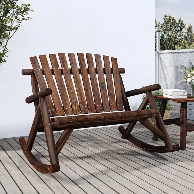 Panca Dondolo da Giardino a 2 Posti vidaXL in Legno di Abete Rosso Marrone L: 123 cm, P: 96 cm, H: 102 cm – 1