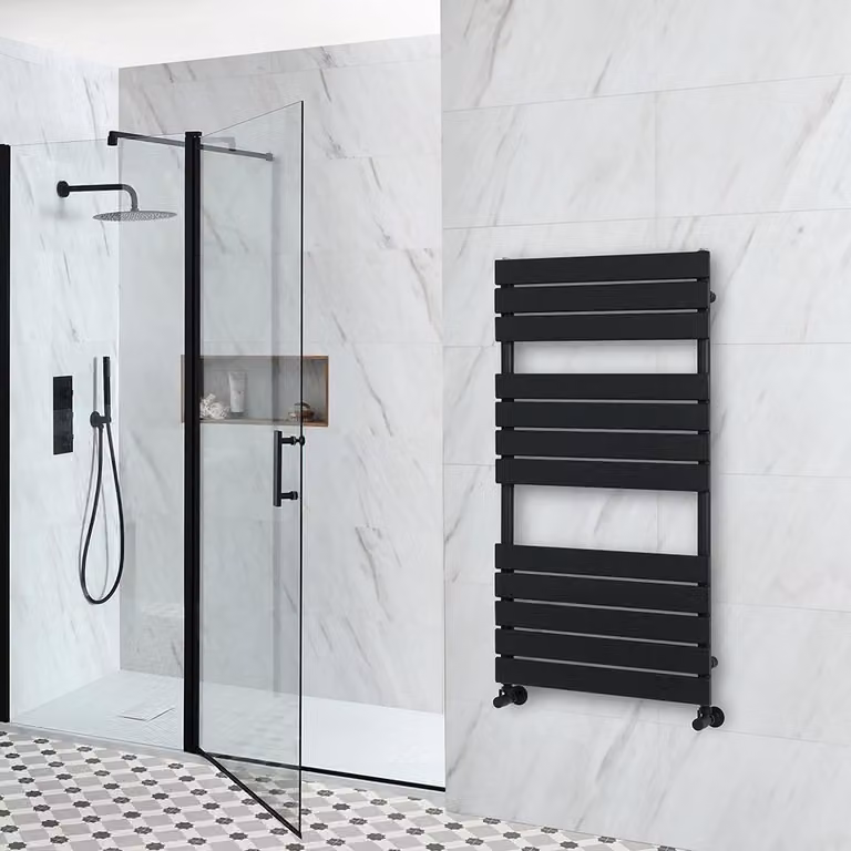 Scaldasalviette Design Nero 1200x600mm - Termoarredo Bagno - Stile Moderno - Lustro