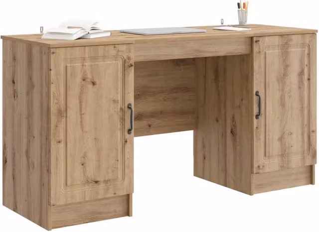 Scrivania | Tavolo da Ufficio con lo scaffale Rovere Artigianale 142,5 x 50 x 75 cm