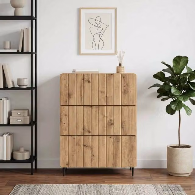 Mobile con Cassetti Moderno vidaXL in Legno e Metallo Marrone L: 66 cm, P: 34,5 cm, H: 92 cm