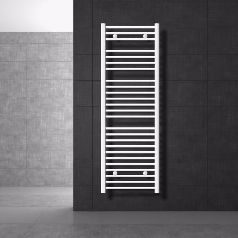 Radiatore bagno LuxeBath - 500 x 1500 mm - bianco - curvo con attacco laterale - Radiatore scaldasalviette, senza elemento riscaldante