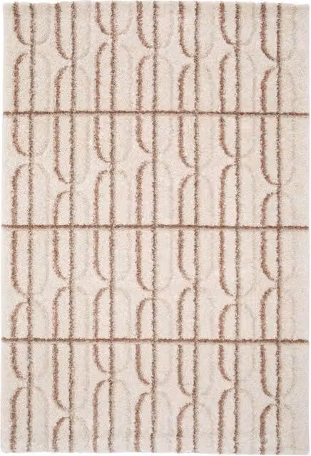 Tappeto da interno moderno con motivo grafico astratto SWEEEK nei colori beige, rosa e marrone
