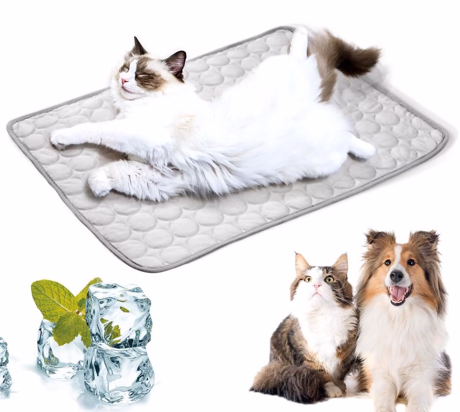 Tappetino refrigerante per cani e gatti, auto-raffreddante, grigio, 70 x 55 cm