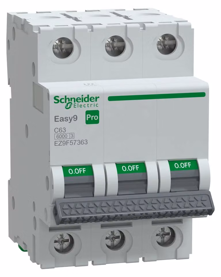 Interruttore automatico EZ9F, serie C, 63A, 3 poli, 3 moduli, 6kA, Easy 9 PRO