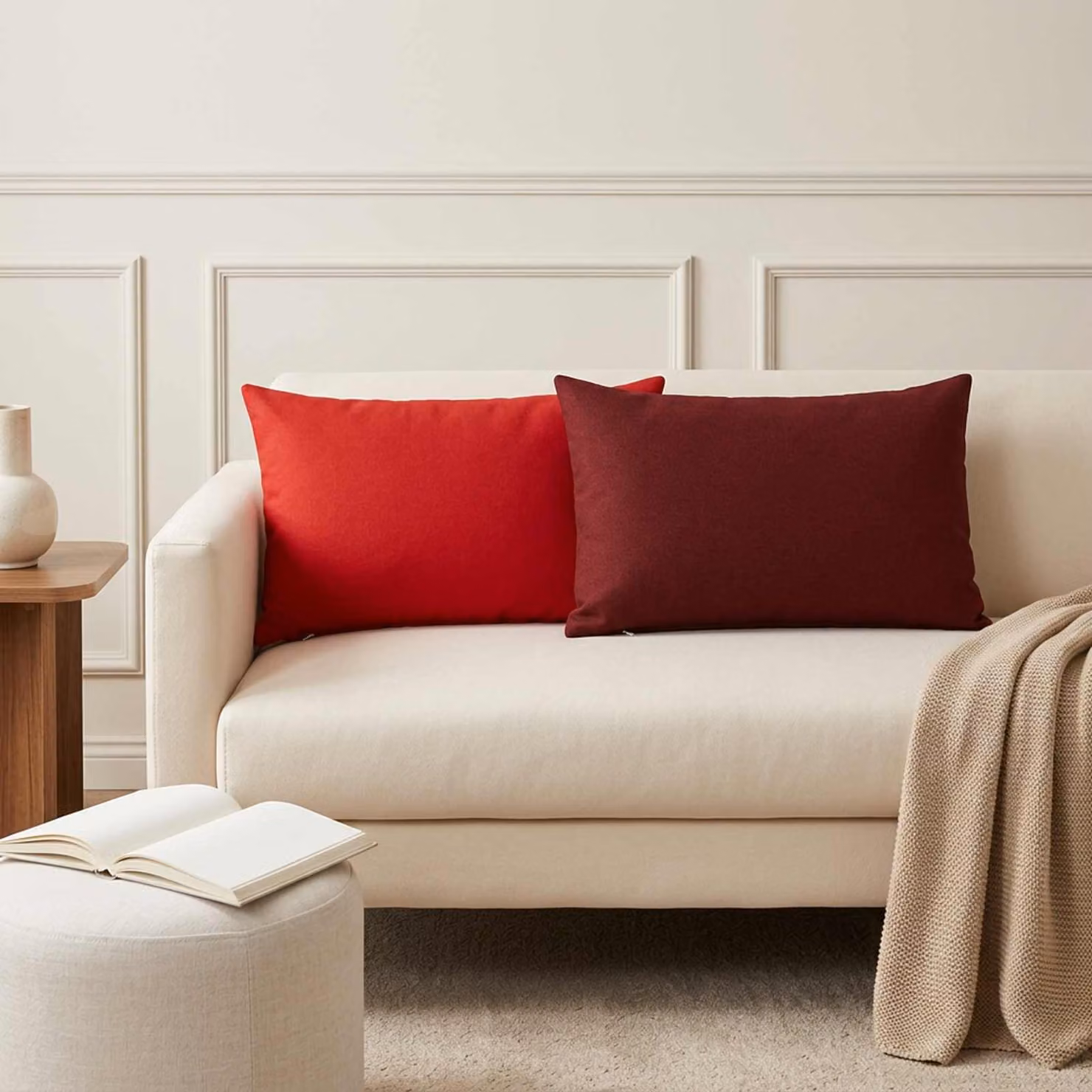 vidaXL Cuscino con cuscino HEERLEN 6 pz Rosso Vino Tessuto