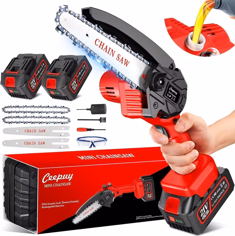 Mini motosega a batteria - Lame da 15 cm - Potenza 800 W - Elettrica senza fili