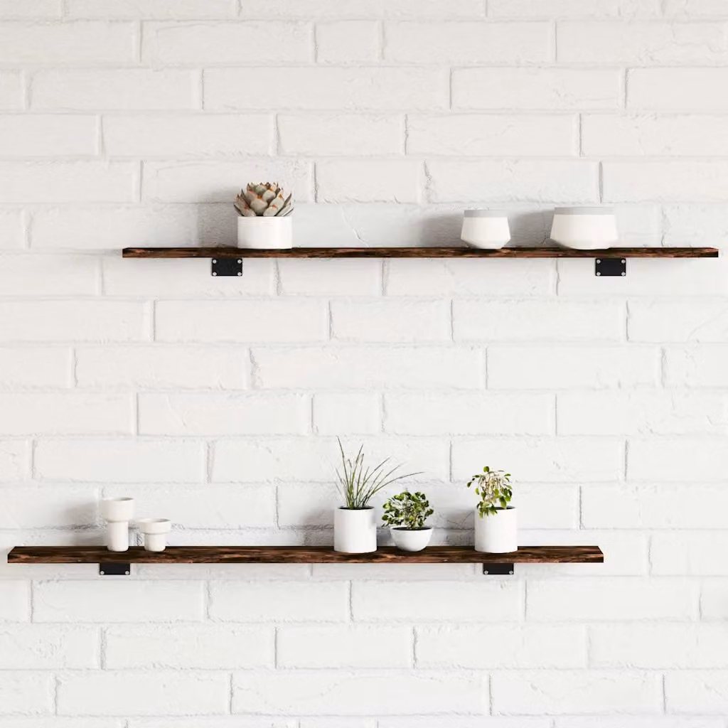 Set di 4 mensole da parete vidaXL in legno multistrato color rovere fumo, L: 100 cm, P: 10 cm, H: 1,5 cm