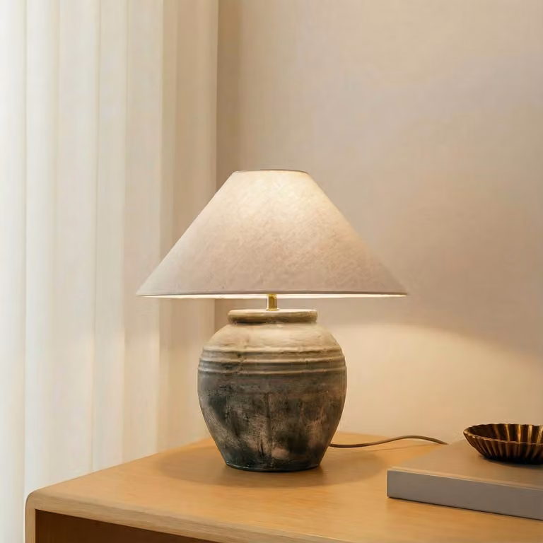 Lampada da tavolo Thalorin Lucande, Marrone / Ruggine, Soggiorno / Sala da pranzo, Ceramica, Scandinavo, Lampada da tavolo