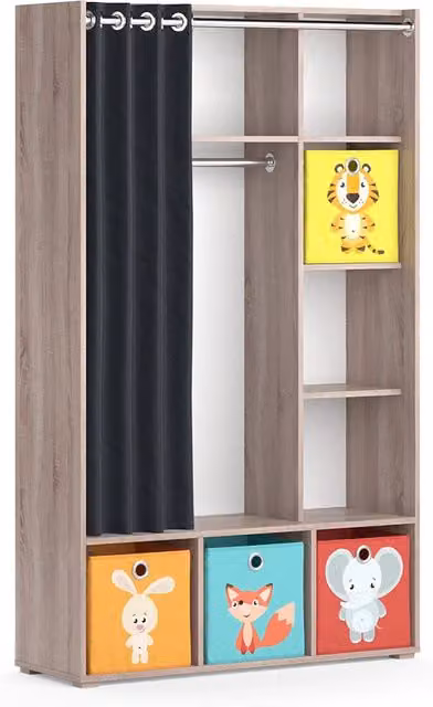 Guardaroba per bambini Luigi Sonoma 105.8 x 178.1 cm Con scatole pieghevoli (colorate) Vicco