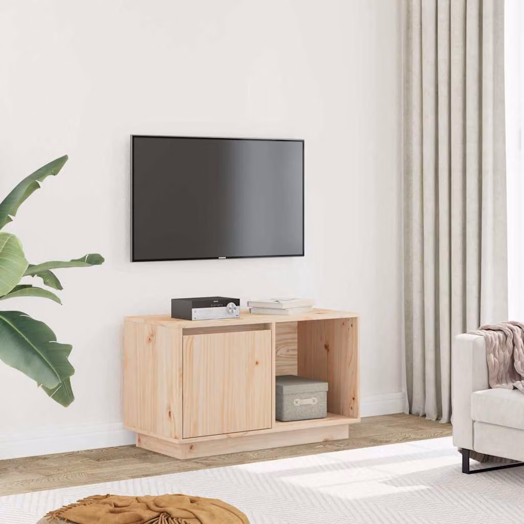 vidaXL Mobile Porta TV in Legno di Pino Marrone L: 74 cm, P: 35 cm, H: 44 cm