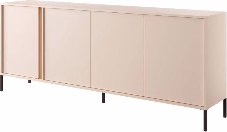 FURNLUX Credenza Dast Beige Und Black 203cm / Hauptfarbe: Beige / Dimensioni: 203 x 40 x 81 cm