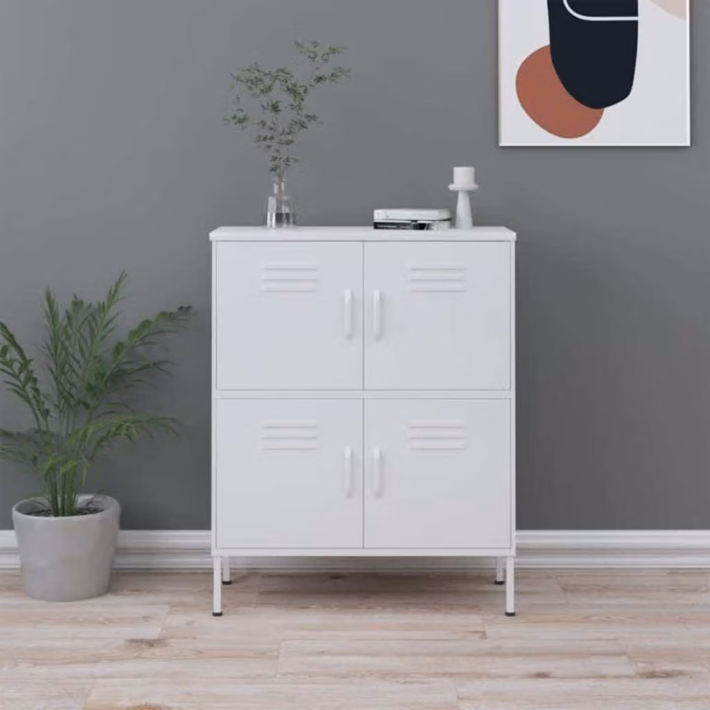 Armadietto da parete vidaXL in metallo bianco con ante a battente, L: 80 cm, P: 35 cm, H: 101,5 cm – 1