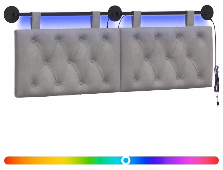 Testiera sospesa Con luce LED Grigio Chiaro Velluto