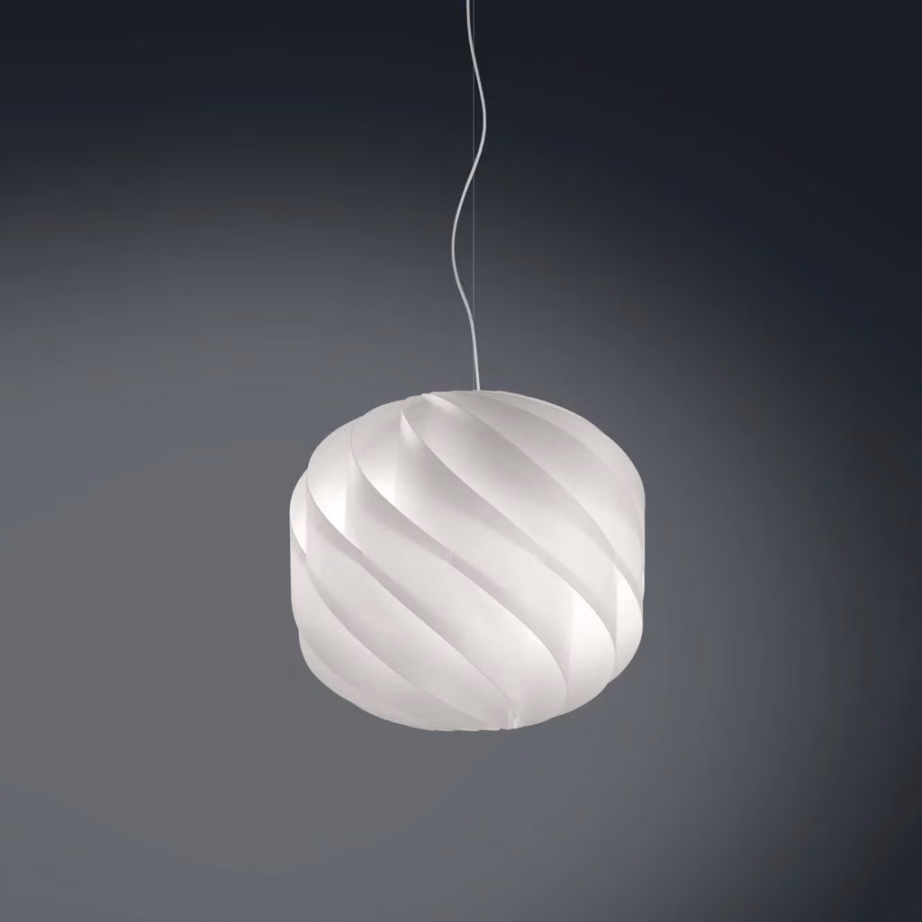 Lampada a sospensione moderna Polilux Linea Zero con globo bianco e metallo cromo, attacco E27, diametro: 40 cm – 2