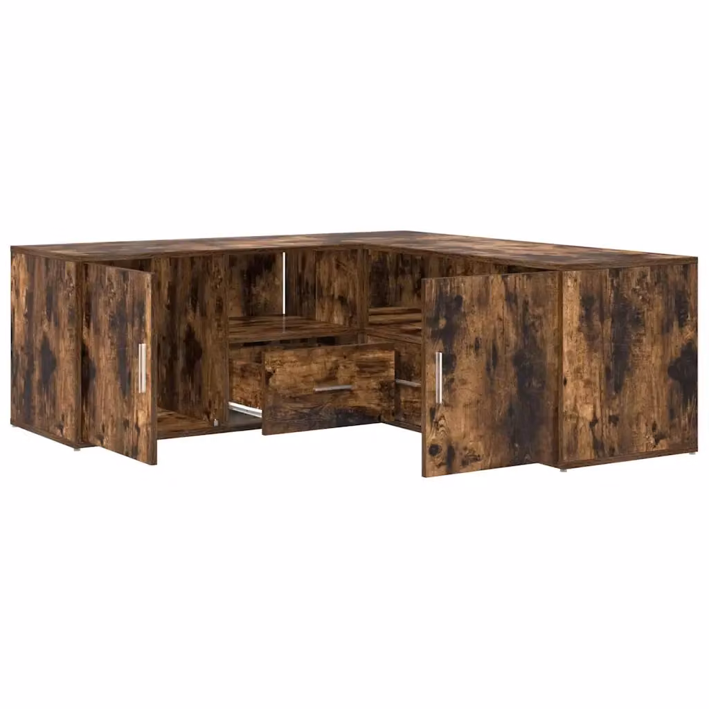 Mobile Angolare Moderno vidaXL in Rovere Marrone con Ripiani e Ante, L/P/H: 200 x 40 x 45 cm – 2