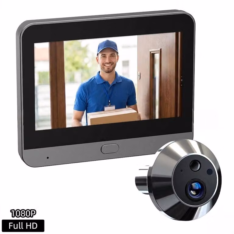 Videocitofono con telecamera e monitor da 4,3 pollici, risoluzione Full HD 1080P, batteria da 5000 mAh, supporto scheda microSD fino a 128 GB