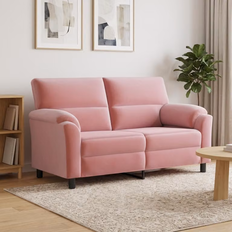 Divano moderno vidaXL in velluto rosa con struttura in metallo per il tuo soggiorno L: 174 cm, P: 85 cm, H: 93 cm