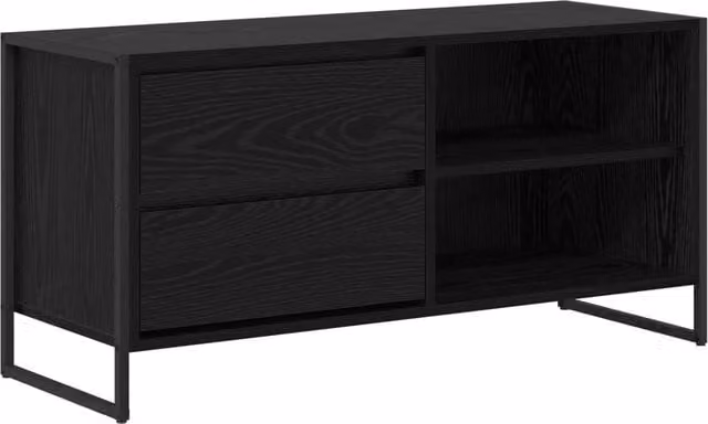 Mobile porta TV moderno HELLOSHOP26 in legno composito nero con cassetto per soggiorno L: 100 cm, P: 36 cm, H: 49,5 cm