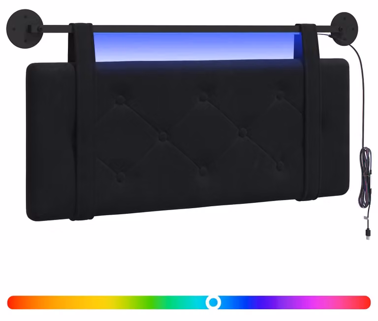 Testiera sospesa Con luce LED Nero Velluto