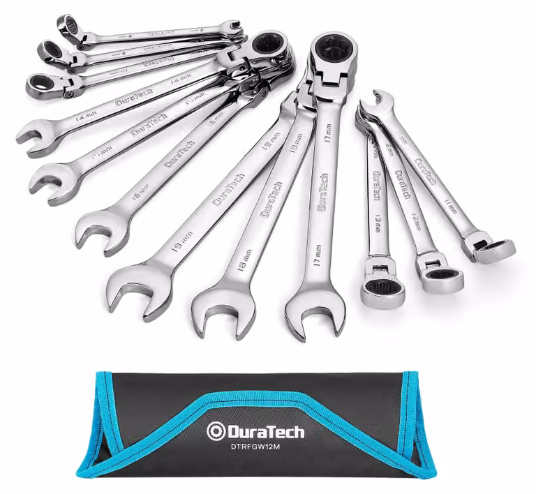 Set di chiavi a bussola con testa flessibile, 12 pezzi, sistema metrico, da 8 a 19 mm