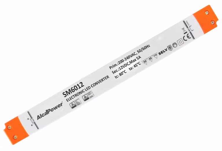 Alcapower Alimentatore Switching 12V 60W 5A Ultra Sottile per Illuminotecnica, Ideale per Strip LED e Sistemi di Illuminazione Compatta - 30.5cm