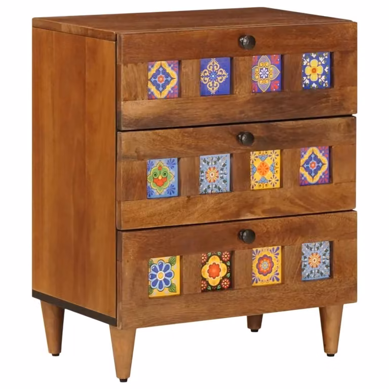 Armadio da notte moderno vidaXL in legno color mango e marrone L: 50 cm, P: 33 cm, H: 62 cm