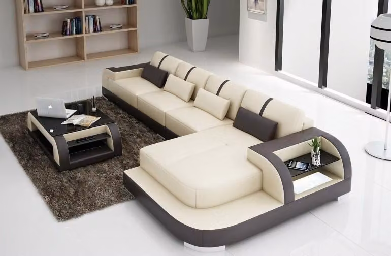 Ecksofa Sofa + USB Polster Wohnlandschaft Polsterecke Designsofa Ledersofa