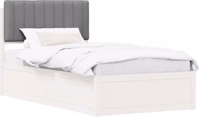Letto singolo | Letto per adulti | Letto con Testiera Rivestita Grigio chiaro 100 x 200 cm
