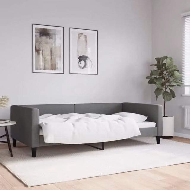 Letto da giorno moderno vidaXL in tessuto grigio con funzione letto con struttura mista L: 100 cm, P: 200 cm, H: 68 cm