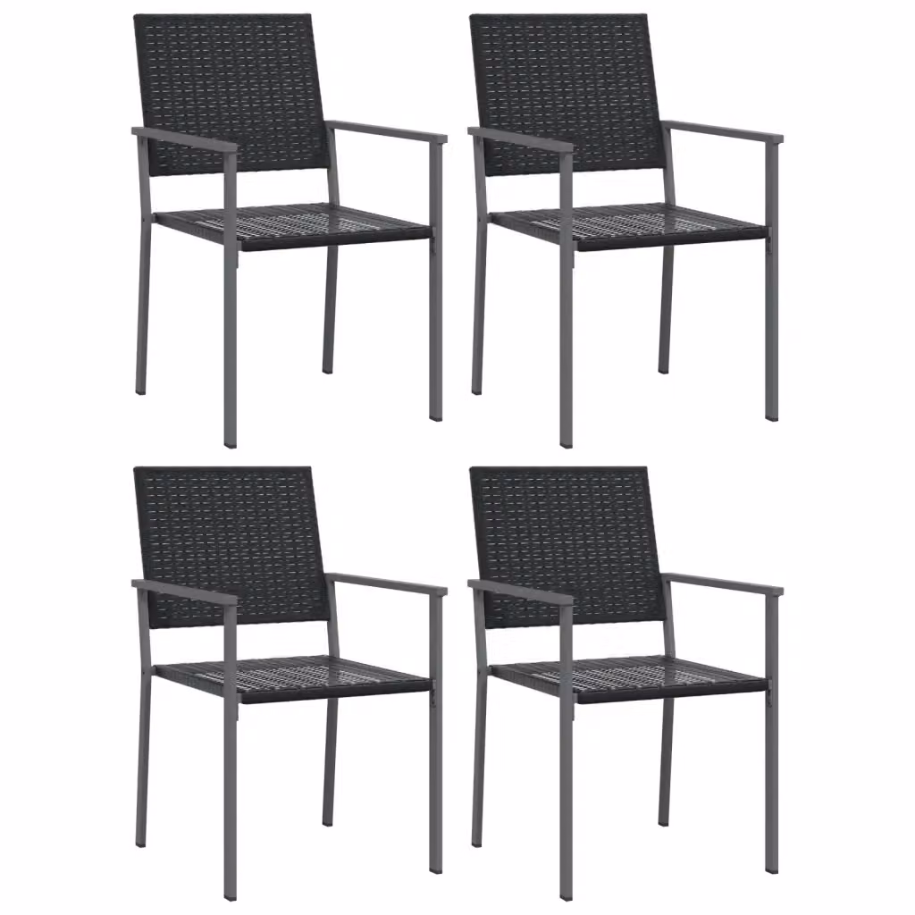 Set di 4 sedie da giardino vidaXL in polyrattan nero con braccioli L: 54 cm, P: 62,5 cm, H: 89 cm – 2