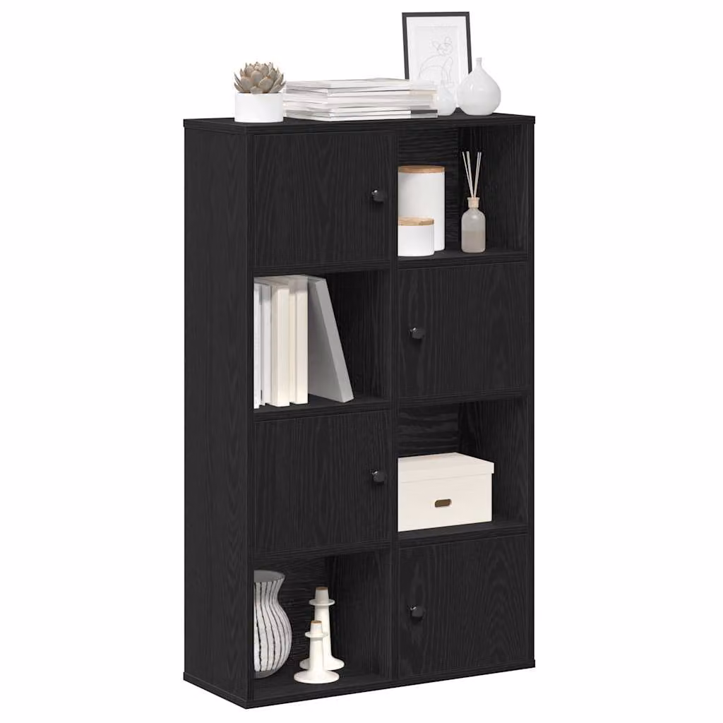 Libreria moderna vidaXL in legno nero con pannello posteriore L 60 cm, P 24 cm, H 101,5 cm