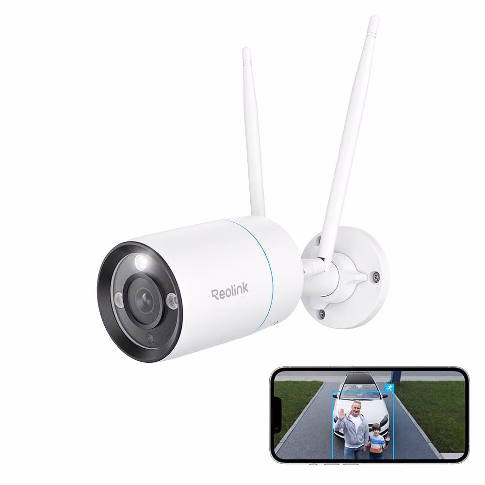 Telecamera di sorveglianza Reolink 4K 8MP Wi-Fi 6, Wi-Fi dual band 2,4/5 GHz, visione notturna a colori, rilevamento persone/veicoli/animali, IP67, audio a 2 vie