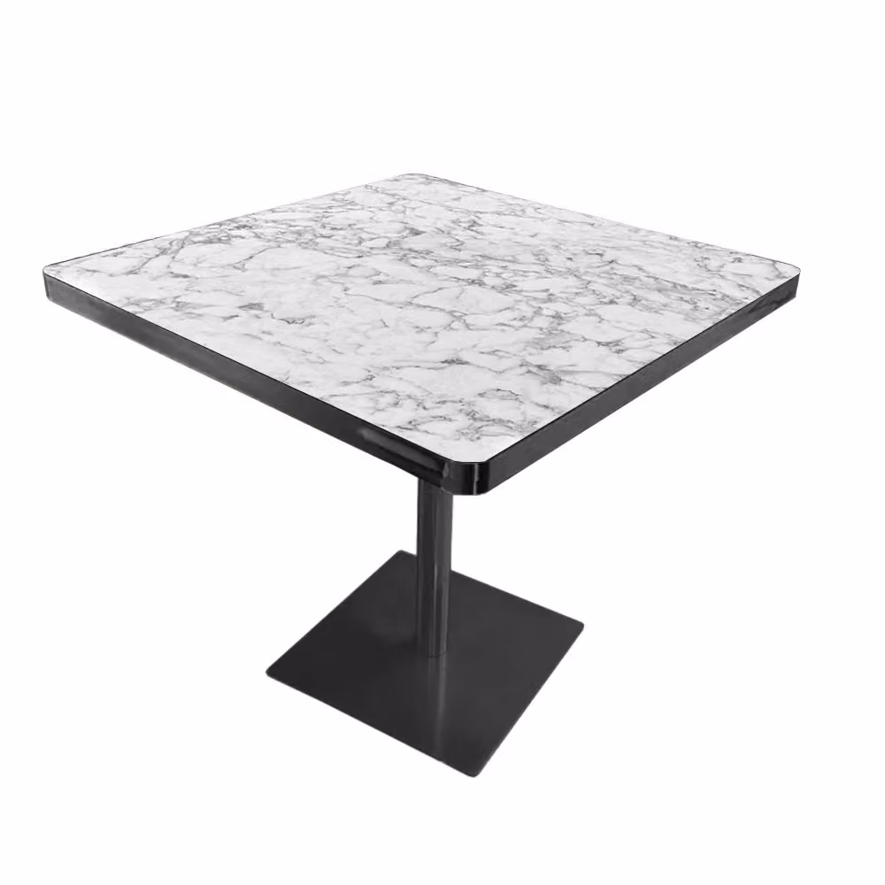 Tavolo quadrato moderno con base nera e piano effetto marmo bianco Key L/P: 80 x 80 cm, H: 75 cm – 2