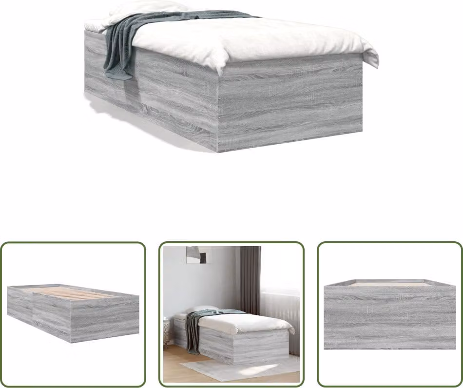 The Living Store Giroletto grigio Sonoma 90x190 cm in legno