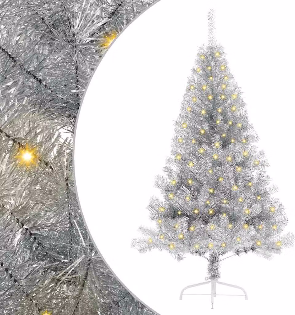 Albero di Natale artificiale preilluminato argento 120 cm PET