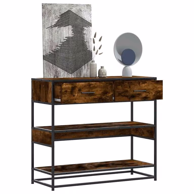 vidaXL Tavolino Consolle in Legno Rovere Fumo, L/P/H: 90 x 35 x 80 cm