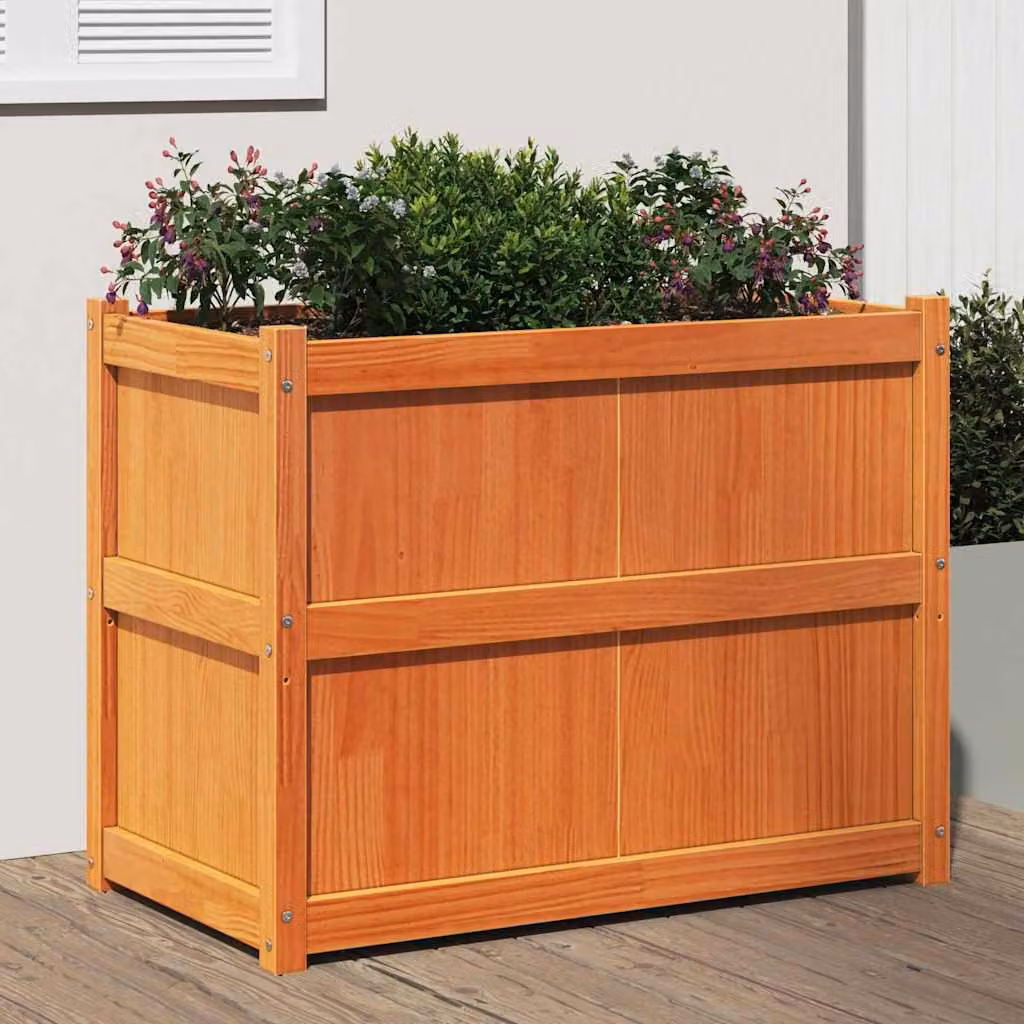 Fioriera da giardino vidaXL in legno massello di pino marrone L: 90 cm, P: 50 cm, H: 70 cm