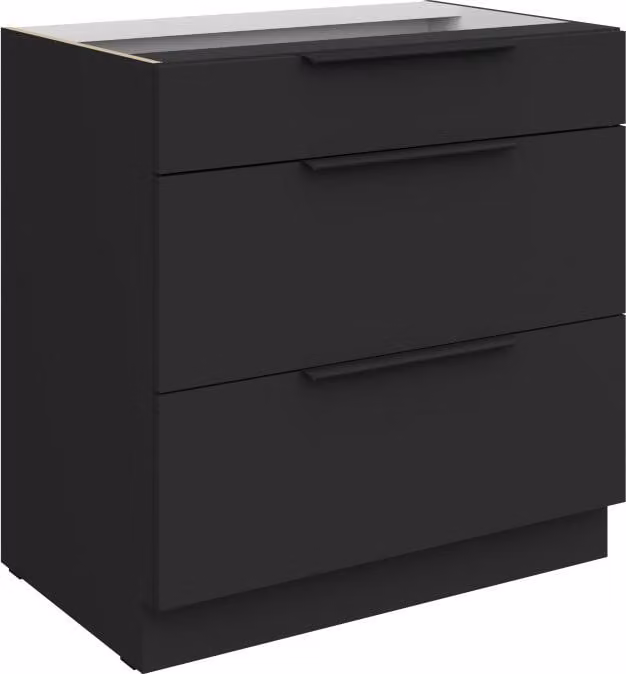Mobiletto inferiore con cassetti LUNARA - larghezza 80 cm, nero