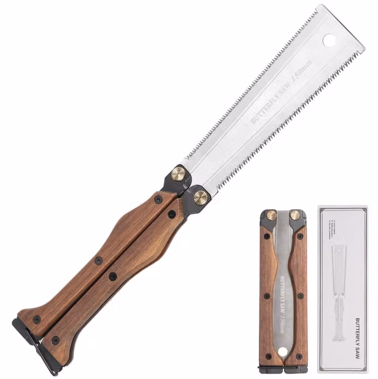 Seghetto giapponese professionale, con lama per legno e manico in noce, lunghezza 300 mm, bilaterale, pieghevole