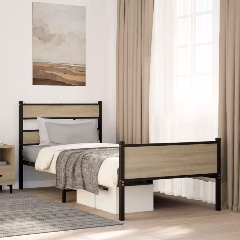 Giroletto senza materasso vidaXL in legno e metallo colore marrone L: 107 cm, P: 203 cm