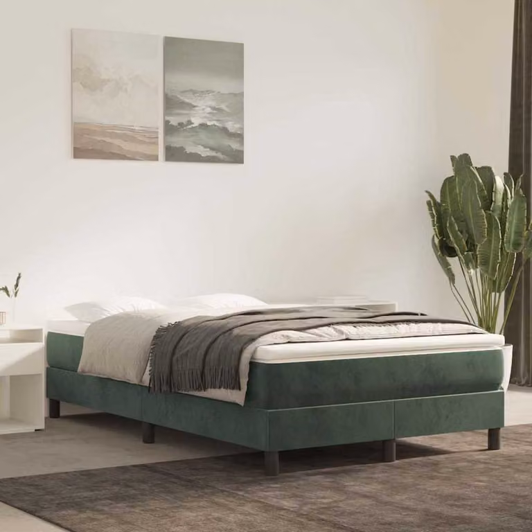 vidaXL Materasso a Molle Insacchettate in Velluto Verde Scuro L: 200 cm, P: 120 cm, H: 20 cm