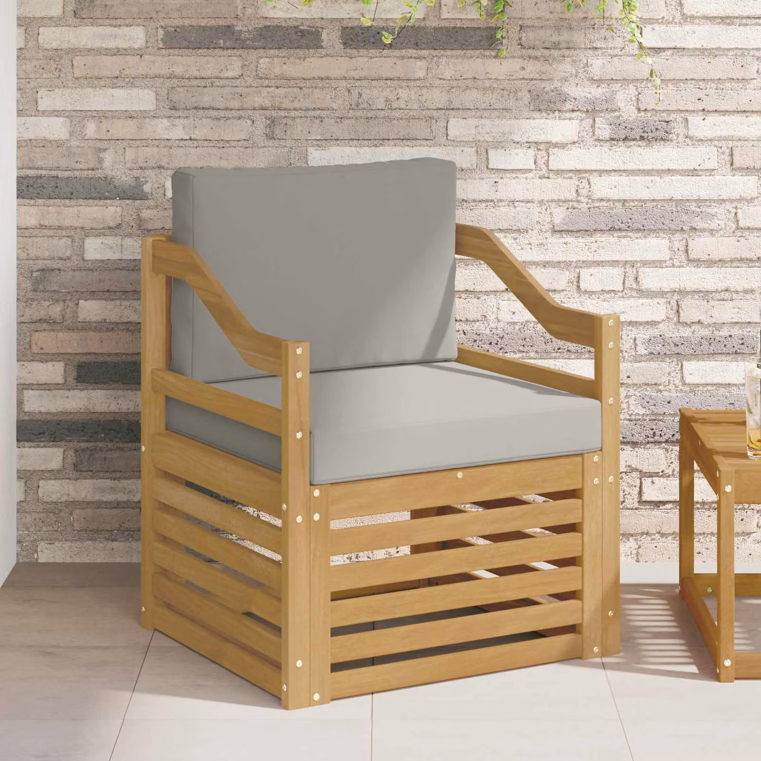 Set di divani da esterno moderni vidaXL in legno di acacia e poliestere bianco, grigio o marrone
