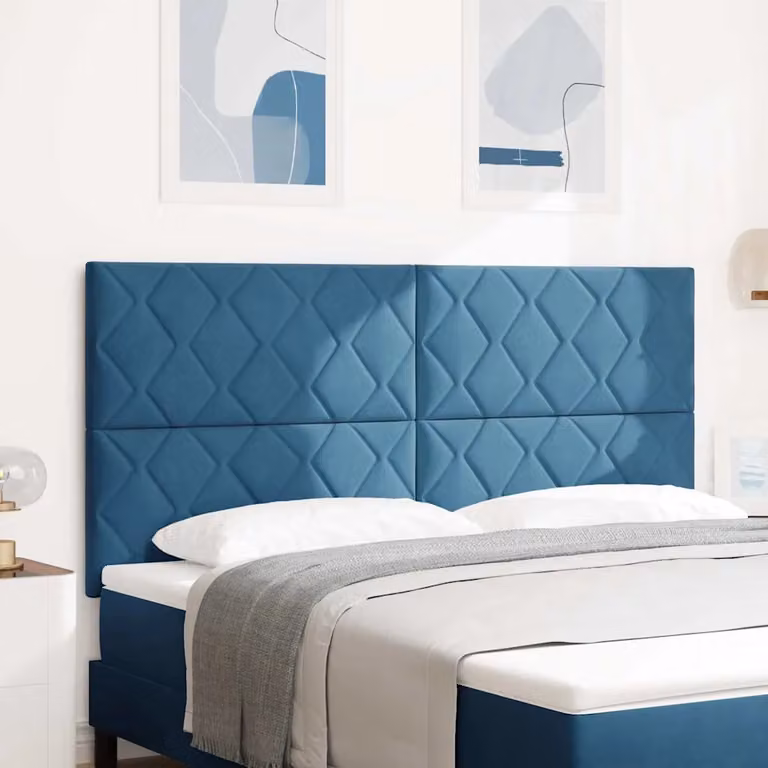 Testiera per letto vidaXL in velluto blu scuro, larghezza: 180 cm