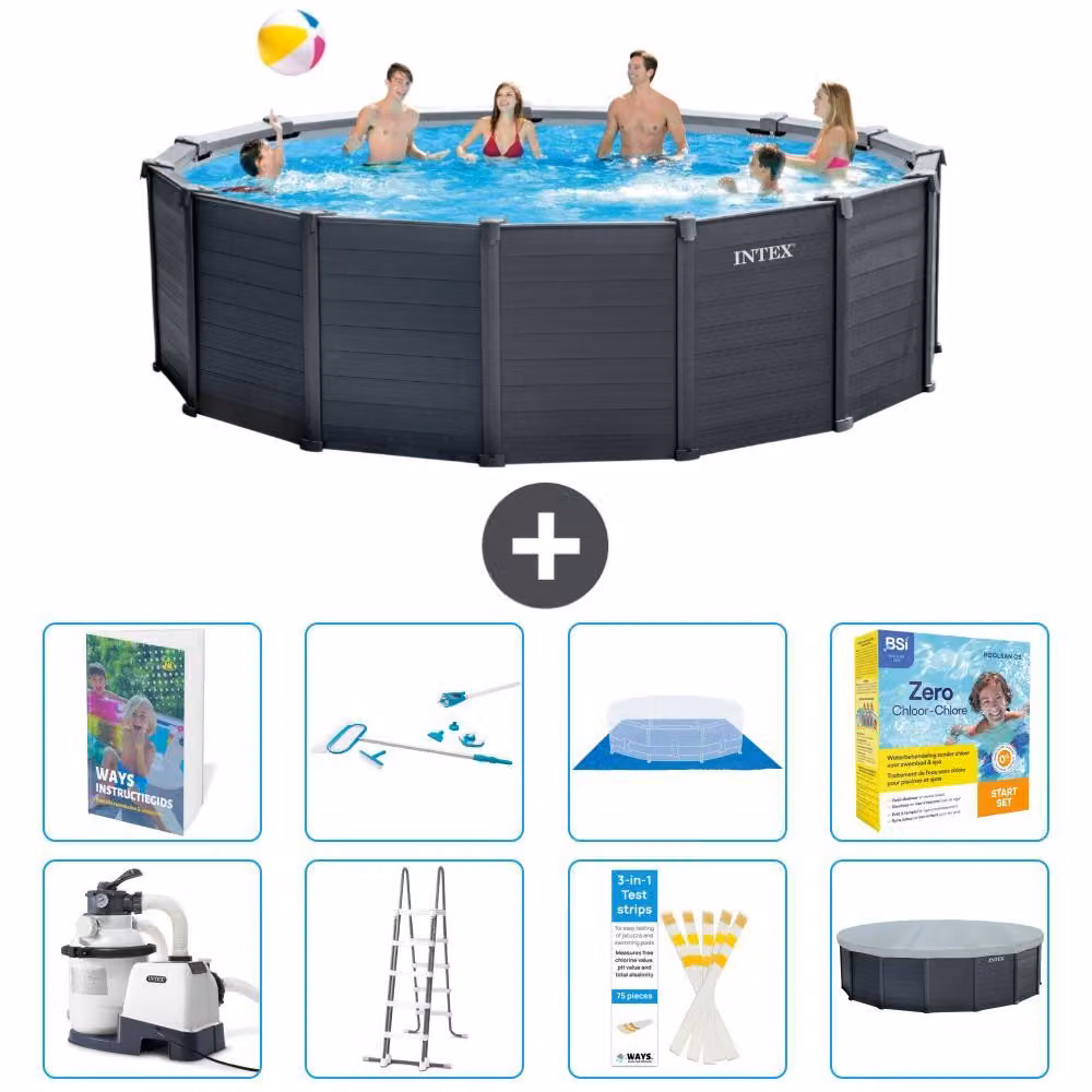 Pannello per piscina in grafite, modello Rund - 478x124 cm - composto da 7 elementi, serie S550