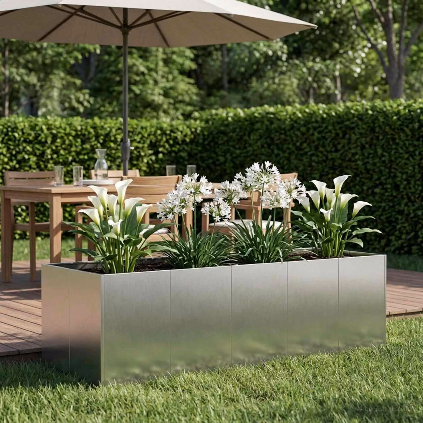 vidaXL Vaso da giardino in acciaio inox Argento L: 200 cm, P: 80 cm, H: 60 cm