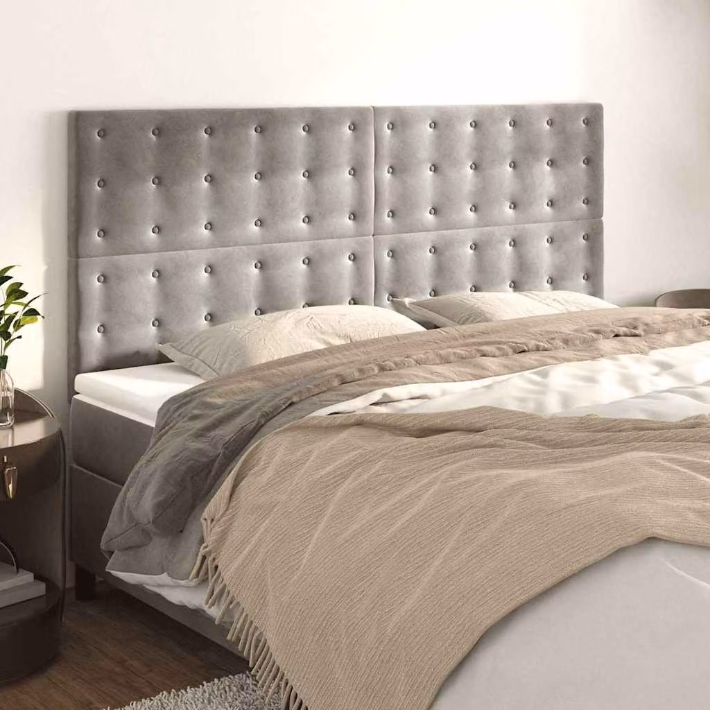 Testiera per letto vidaXL in velluto grigio chiaro, L: 180 cm, P: 5 cm, H: 118-128 cm